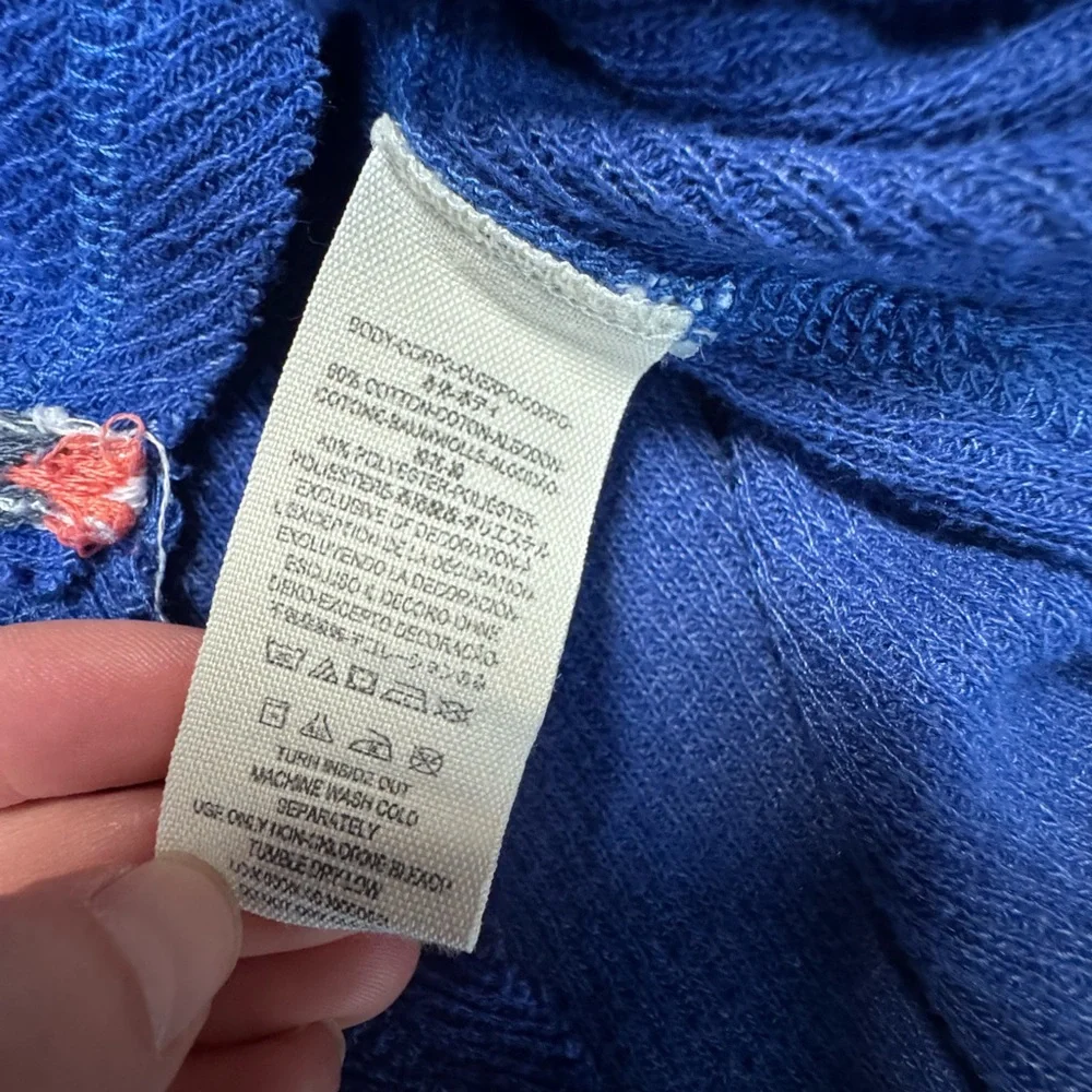 We The Free Free People Blue Thermal Rainbow Trim Long Sleeve Henley Top small - Picture 6 of 10